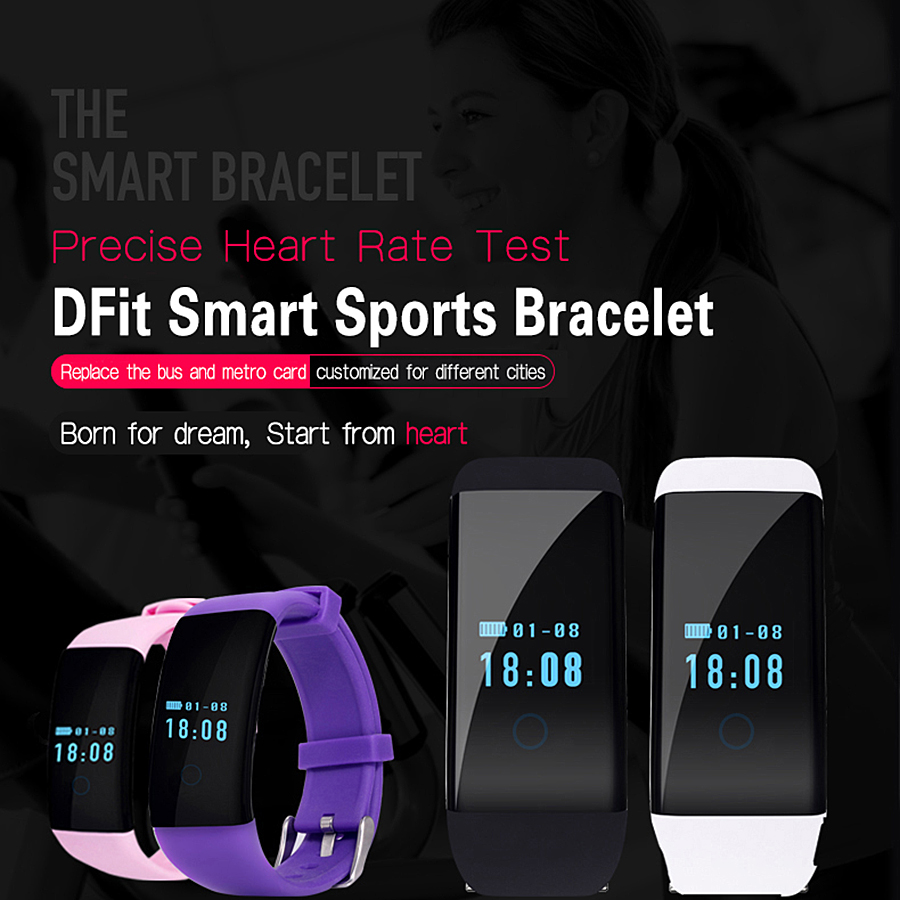 DFit IP68 Sports Smart Wristband Watch for Android IOS Heart Rate Tacker Fitness Smart Bracelet for