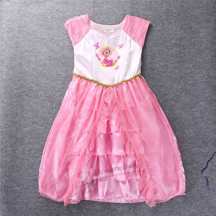 Wholesale - Girl Floral girl's pink rose petal hem dress clothes cute kids clothes tutu dress baby princess