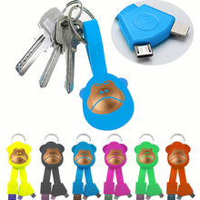 2 in 1 Micro USB Cable Keychain Charging Mobile Phone Cables For iPhone 5 5S SE 6 6S Charger ios Data For Samsung Galaxy Android