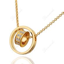 Free shipping Fashion jewlery Wholesale 18K Gold Plating Crystal Trendy Round Pendants Necklace Accessories N592