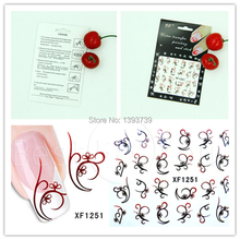 Hot 1x nail sticker red black Beautiful pattern chic Nail Art MJ0645 XF1251 Free ShIpping