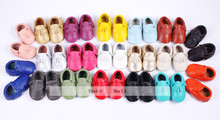New 23 colors quality genuine leather baby shoes moccasins shoes for girls and boys first walkers