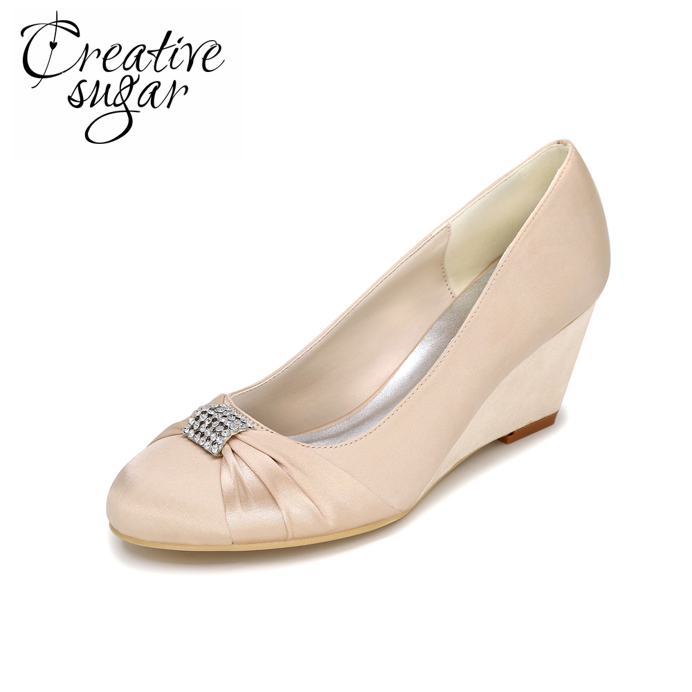 Wedding Cheap Prom Shoes online get cheap silver wedge prom shoes aliexpress com alibaba creativesugar elegant ladys wedges satin evening dress wedding party purple grey white ivory chapagne blue