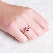 Elegant Trendy 18K Rose Gold Plated Jewelry Ring High Quality Red Cubic Zirconia Diamond Ruby Wedding