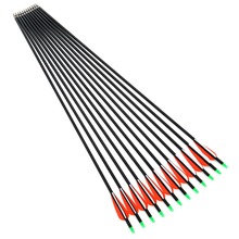 2015 New Carbon Arrow 12pcs 30 Archery Arrows Spine500 Changeable Arrowheads Plastic Feathers for Hunting Compound