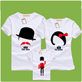 2016 New Family Fitted Summer Short sleeved T shirt Matching Clothes Baby Mother Father Cartoon Outfits