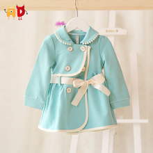 AD 4-24M Formal Baby Girls Jacket Blue Bow Beads Quality Winter Spring Baby Coat Warm Girls Trench Outwear Baby Clothing Clothes