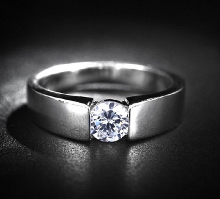 Zircon Simulated Diamond Cheap Tacori Rings for Men Engagement White Simulated Sapphire Eternity ...