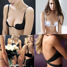 Sexy Deep U Plunge Shaped Bra LowCut Halter Convertible Multiway Push Up Bra
