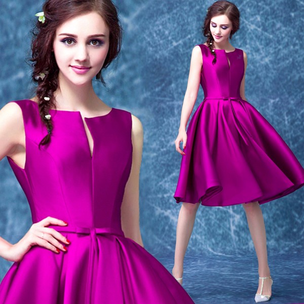 vera satin lace up formal dress plum