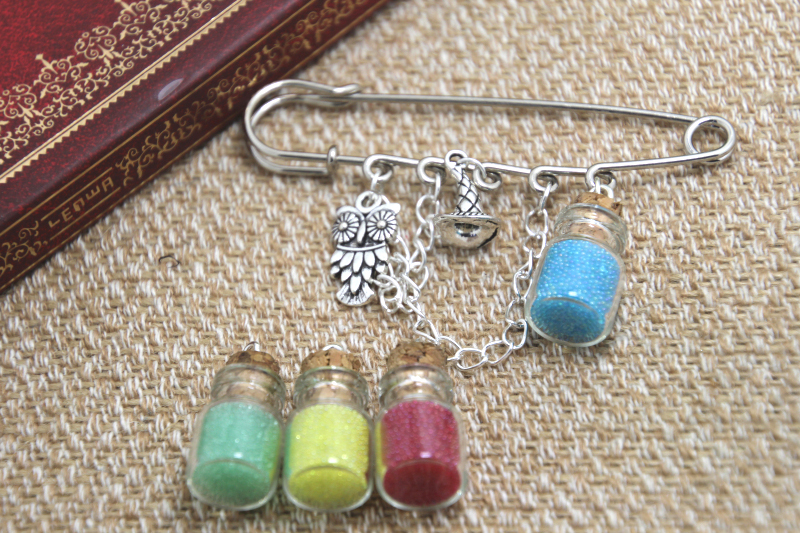 12pcs HP inspired Wizard house themed charm with chain font b kilt b font pin brooch