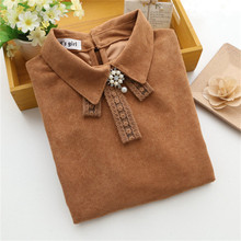 new 2016 spring women elegant tops lace bow beaded cute blouse ladies work wear shirts OL vintage blouses blusas Feminino Bluse