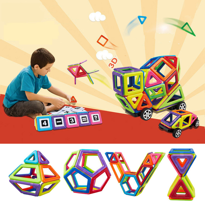 Upgraded Magnetic Toys Magformers 64PCS 3D DIY Kids Educational Creative Bricks Toys For Children Building Blocks Set Best Gift