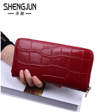 Crocodile Leather Wallet Women Big Large Capacity Clutch Bag 5 Colors With Long Zipper Wallets Handbag Women Purses WQB-055