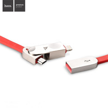 2016 HOCO 2 in 1 usb cable cheese noodles micro usb cable metal plug mobile phone cable for iPhone 5s 6 6s Plus Samsung xiaomi