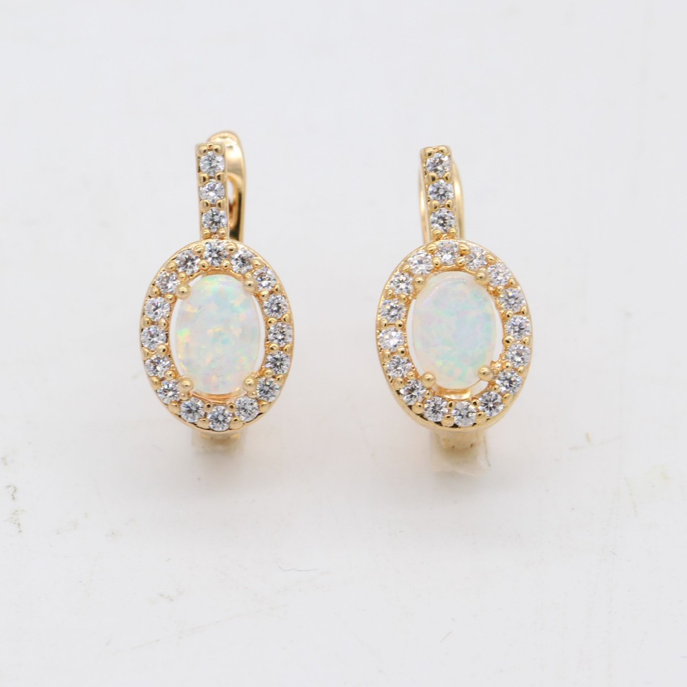 JINYAO Jewelry Nobby Fire Opal 925 Gold Plated Zirconia Earrings For Anniversary 5colors