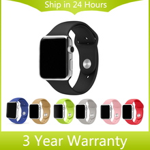 Silicone Rubber Watchband for 38mm 42mm iWatch Apple Watch Band Wrist Strap Bracelet with Link Connector Adapter Multi Colors