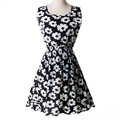 S to XXL women s Cute Empire Floral Chiffon summer large size slim waist Mini Dress