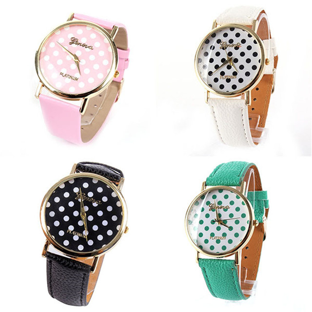 Zegarek damski GENEVA w urocze kropki różne kolory