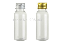 30ml transparent round shoulder plastic PET bottle ,toilet water bottle,lotion bottle with silver/gold aluminum lid