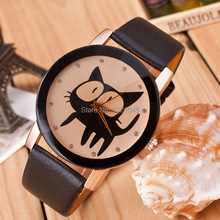 New Fashion Geneva High Quality Brand Watches Cute Cat Leather Watch Quartz Wristwatches as gift for