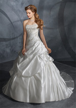 Vestido De Noiva 2015 Custom Made Appliques Beading Sequins White Ivory Satin A Line Wedding Dress