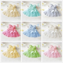 infantil cute baby girls sleeveless Floral elegant princess dresses with bow children Party wedding summer clothing