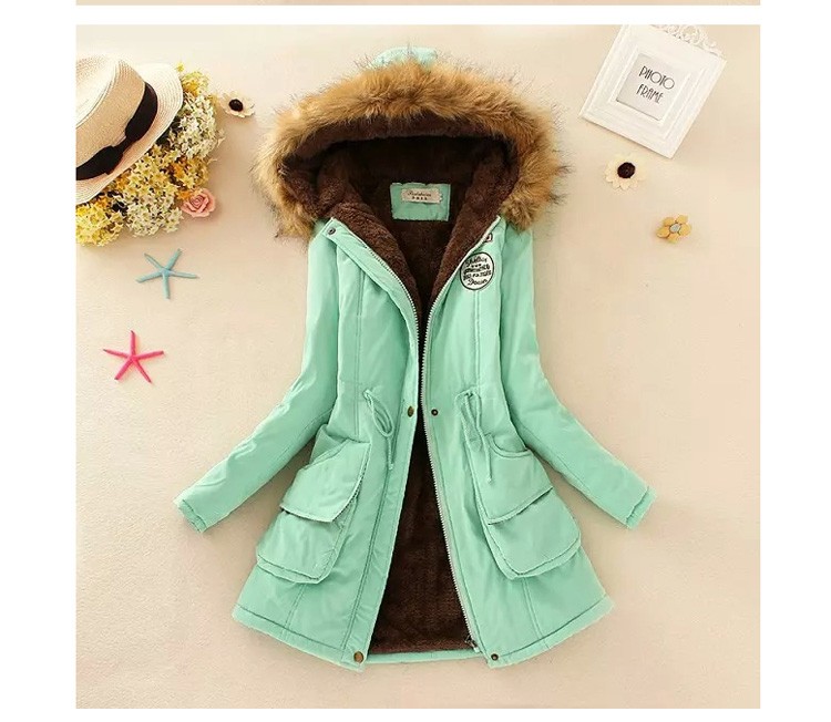 New Fashion Women Jacket Winter Warm Solid Hooded Coat Female Casual Slim Fur Collar Women Jacket And Coats Abrigos Mujer JT142 (3)
