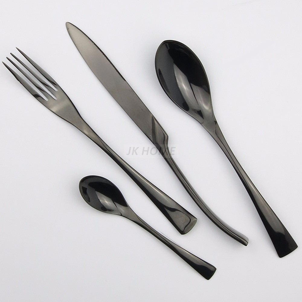 Description Picture 2 of item8-Pcs Black Portability Dinnerware Metal Straw Stainless Steel Colorful Tableware Steak Knife Fork Teaspoon Dinner Cutlery Set