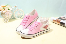 Spring and summer canvas shoes female Korean Ladies all match sweet low flat lace heart shaped
