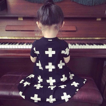 2016 New Cute Baby Girls Print Cross Dress Nununu Dresses For Babies Vestido Para Bebe kids toddler clothing girsl Dress T1169