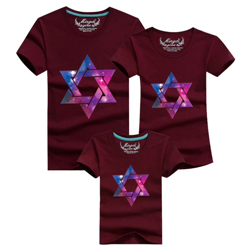 1psc Family Look Star Fitted Short Sleeve T shirt Matching Mother Daughter Clothes Vetement Famille Women
