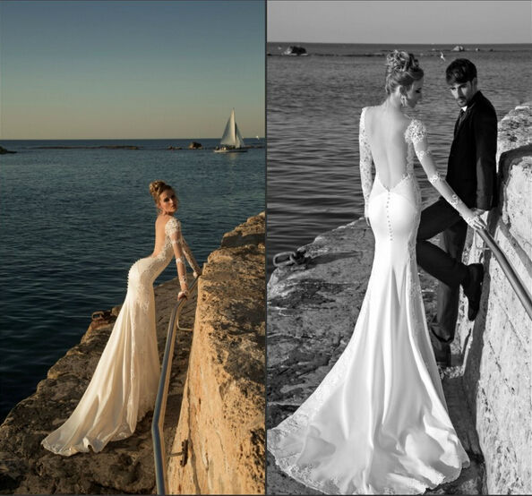 Spring 2015 La Dolce Lace Mermaid Wedding Dresses Sweep 