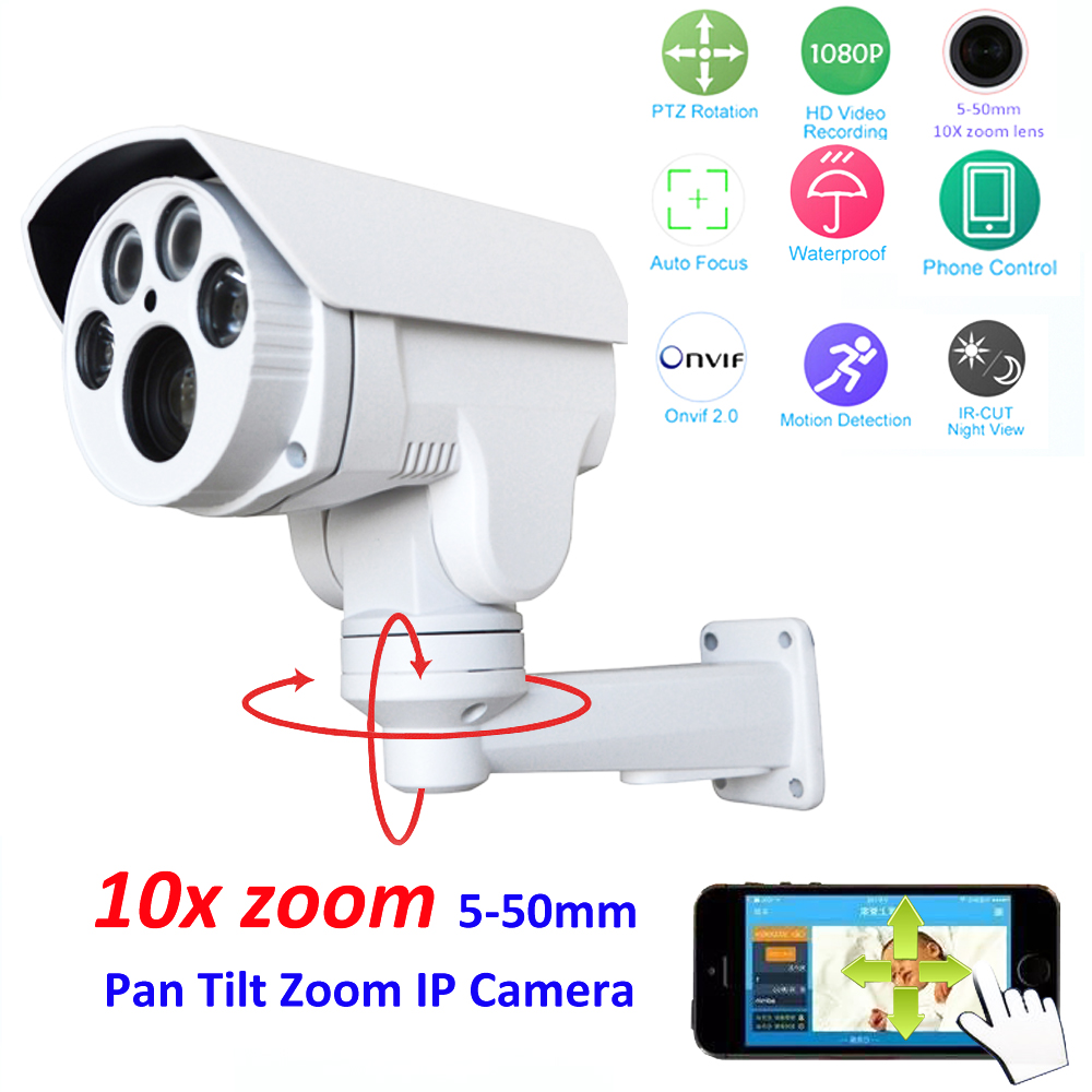 HI3516C+SONY IMX222 HD 1080P IP Camera 10X Motorized Auto Zoom 5-50mm Varifocal lens 2MP Outdoor PTZ IP Camera IR cut Onvif HI3516C+SONY IMX222 HD 1080P IP Camera 10X Motorized Auto Zoom 5-50mm Varifocal lens 2MP Outdoor PTZ IP Camera IR cut Onvif