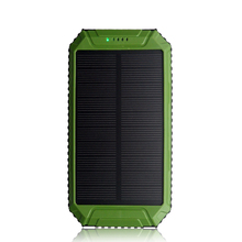 Solar Charger Power Bank PowerGreen 10000mAh Strong LED Light Mini Solar Panel with Waterproof Function and Hook Design