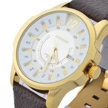 3ATM resistente al agua! CURREN cuero marca reloj con correa para Mens cuarzo militar estilo moda relojes