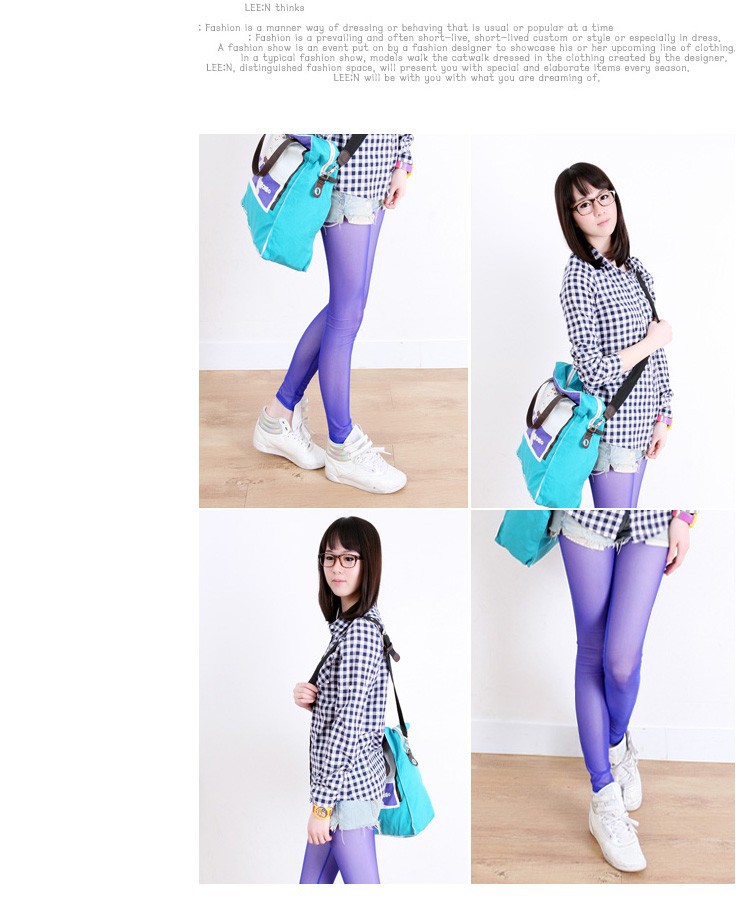 Manocean korean style Candy colors cotton thin middle waist soft solid translucent nine cents women leggings 102811 (23)
