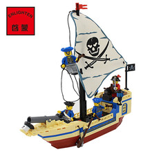 Enlighten Intellectual Assembling Toys 304 pcs Pirate Ship Building Bricks Blocks Sets Figures Minifigures compatible with legoe