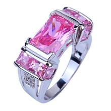 Wholesale Fashion Lady Pink Topaz White Sapphire 925 Silver Ring Size 6 7 8 9 10 Love Style Women Jewelry Free Shipping