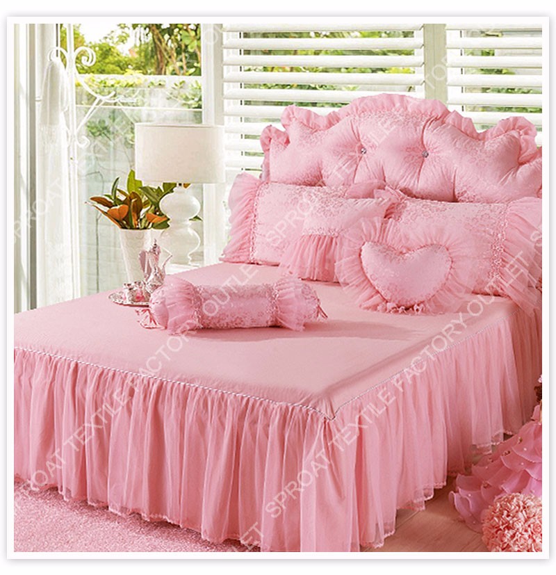 Korean Princess Bedding Sets 100 Cotton Lace Duvet Cover Bedspread Type Sp3433