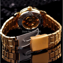 Fashion double sided hollow out watch automatic mechanical watch authentic rose gold men leisure steel strip