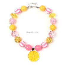 New 6Pcs Lot Chunky Beads Cute Lemon Slice Chunky Necklace Princess Bubblegum Necklace for Children Girls