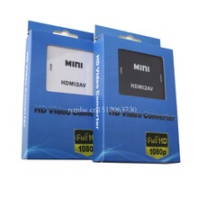 Free Shipping Mini HD Video Converter Box HDMI to RCA AV/CVSB L/R Video 1080P HDMI 2 AV Support NTSC and PAL Output