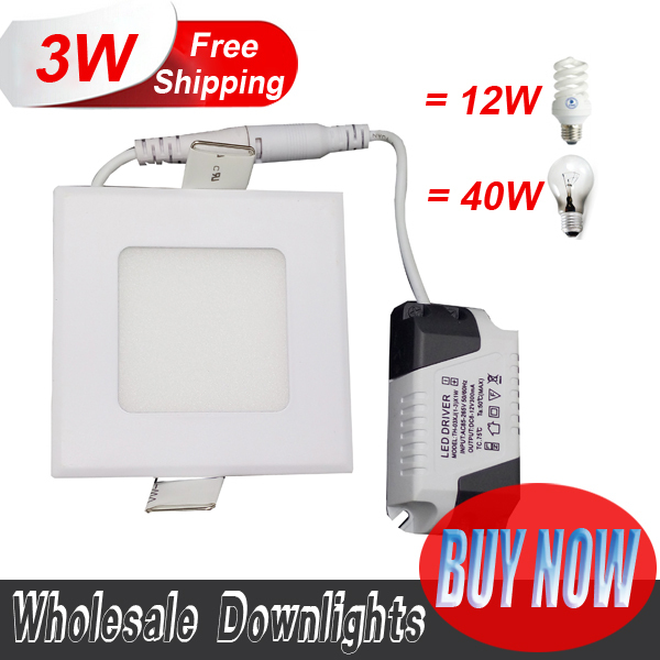10pcs Thickness ultra thin real 3W LED downlight Square LED panel / pannel light bulb for bedroom luminaire free shipping