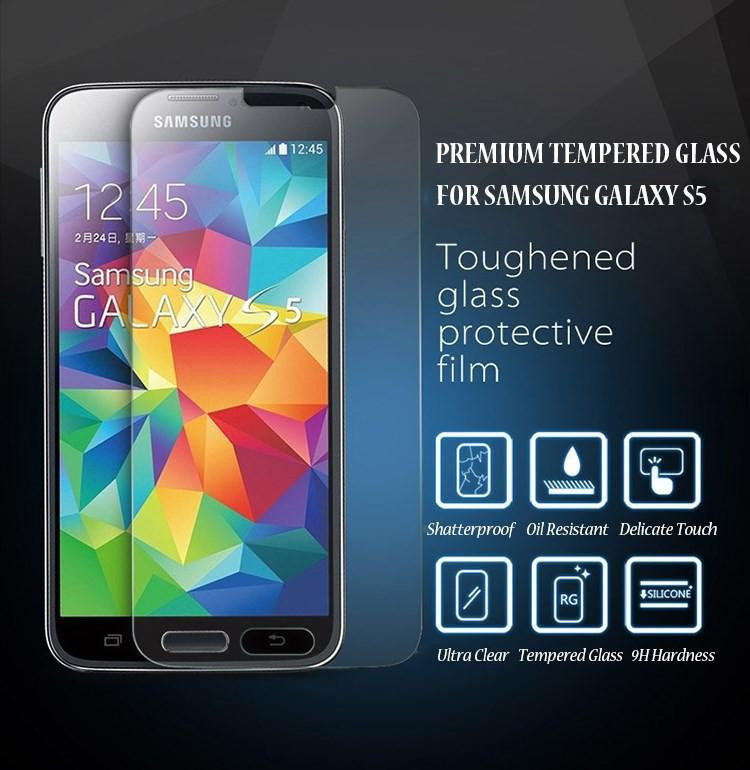 No Bubble Fingerprint Spare Parts Mobile Phone Tempered Glass for Samsung s5