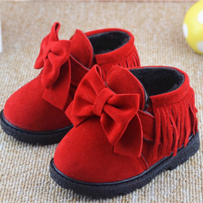Fashion autumn winter baby girl children warm fringed boots Martin British style shoes for 0 3