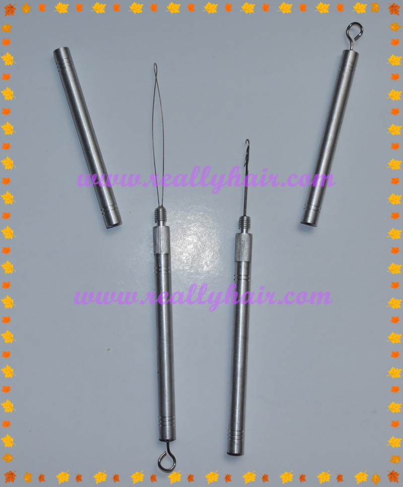 Free shipping 12pcs Lot Aluminum Handle Pulling Loop Needle Hook Needle font b Hair b font