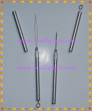 Free shipping 12pcs/Lot ,Aluminum Handle Pulling Loop Needle &Hook Needle Hair Extensions,Hair Extension Tools