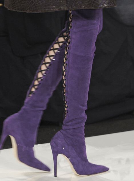 purple long boots