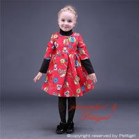 Newest Kawaii Kids Girls Casual Dress Cartoon Owl Print Girls Flower Dress Retail Children Wear GD80928-3